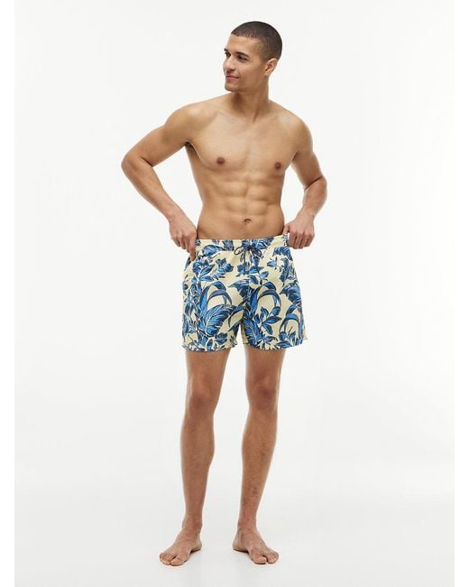 Tommy Hilfiger Yellow Essential Print Mid Length Swim Shorts for men