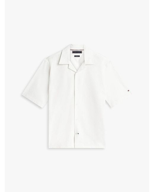 Tommy Hilfiger White Performance Relaxed Fit Seersucker Short Sleeve Shirt for men