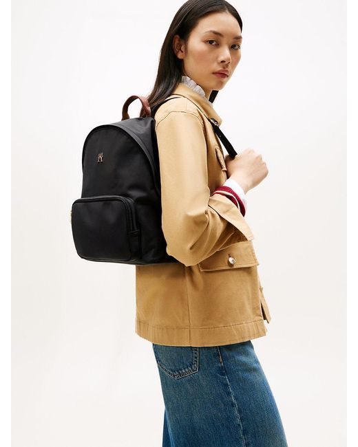 Tommy Hilfiger Black Th Monogram Dome Backpack