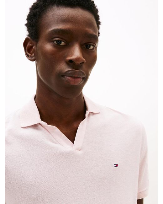 Tommy Hilfiger Pink Regular Fit Polo Shirt With Linen for men