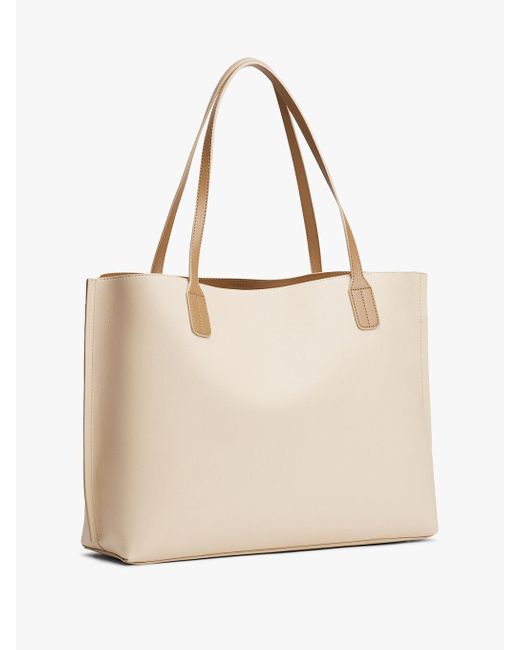 Borsa Tote Con Monogramma Th di Tommy Hilfiger in Natural