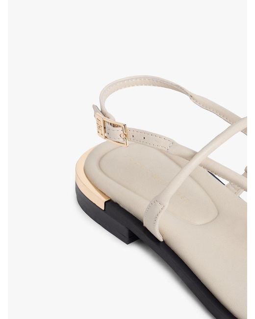 Tommy Hilfiger White Leather Th Monogram Gold-tone Heel Sandals
