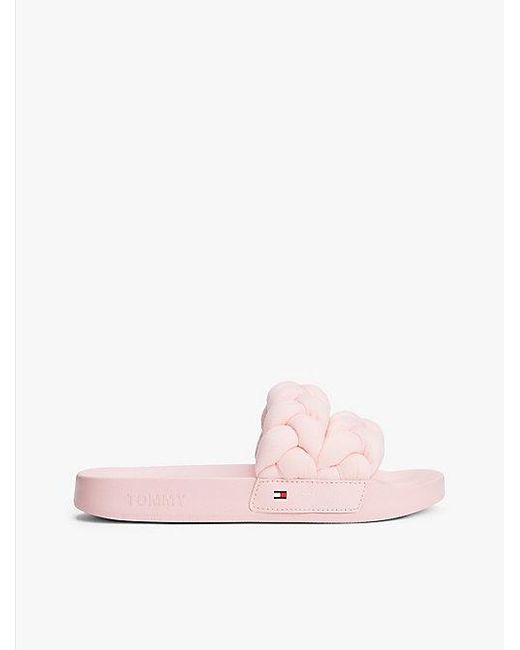 Tommy Hilfiger Slide Met Gevlochten Band in het Pink