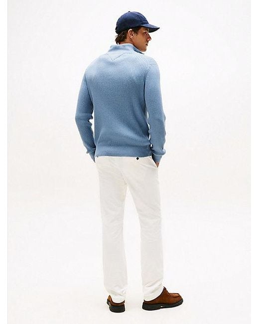 Tommy Hilfiger Trui Met Kasjmier En 1/4-Rits in het Blue voor heren