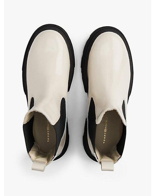 Tommy Hilfiger Chelsea Boot Van Glanzend Leer Met Profiel in het White