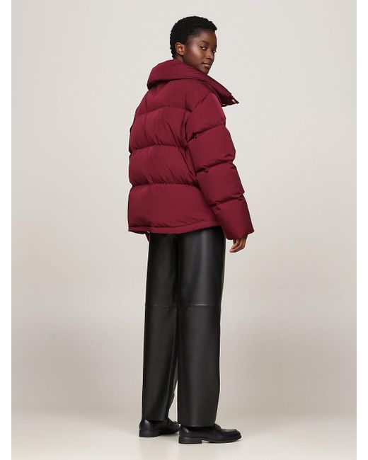 Tommy Hilfiger Embossed Button Down Oversized Jacket in Red Lyst UK