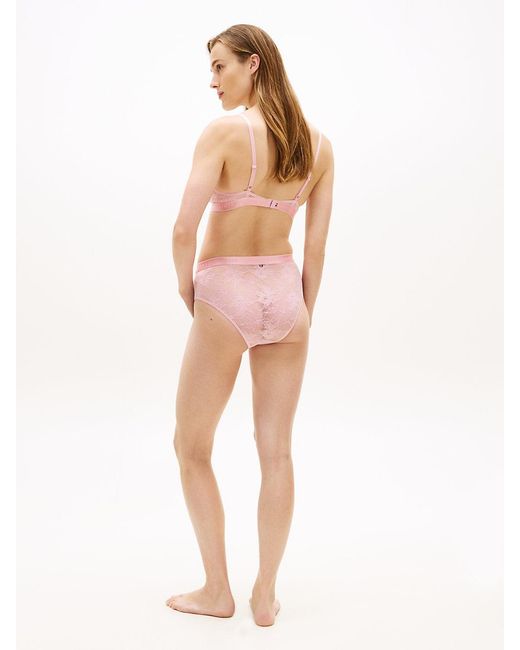 Tommy Hilfiger Pink Repeat Logo Floral Lace Triangle Bra