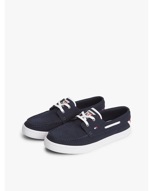 Tommy Hilfiger Blue Canvas Boat Shoe Trainers for men