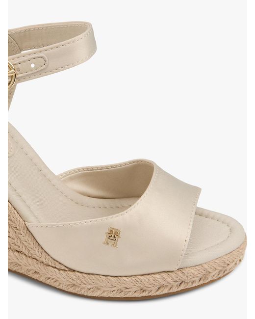 Tommy Hilfiger Natural Satin Th Monogram Wedge Espadrilles