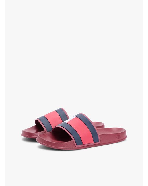 Tommy Hilfiger White Flag Strap Pool Slides for men