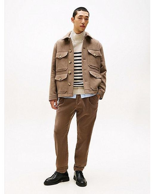 Tommy Hilfiger Utility Shirtjack Van Wolmix in het Brown voor heren