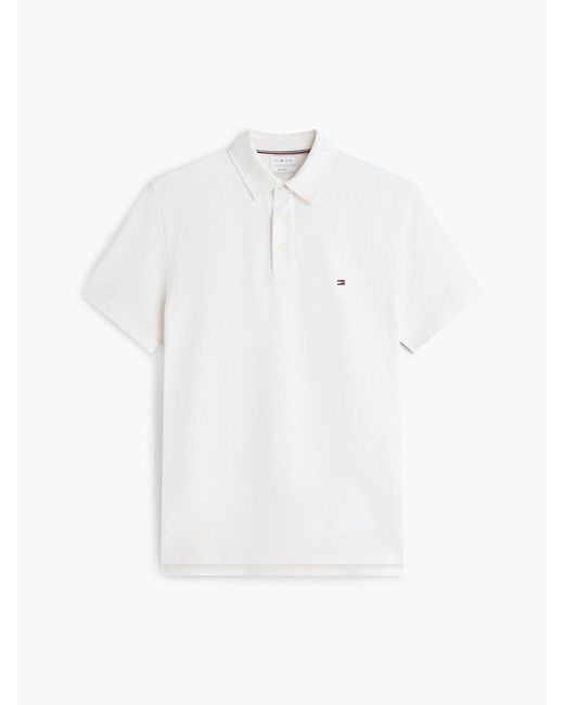 Tommy Hilfiger White Regular Fit Mesh Jersey Polo Shirt for men