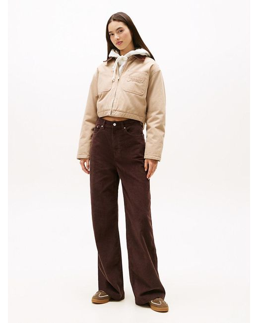 Tommy Hilfiger Natural Claire Corduroy High Rise Wide Leg Trousers