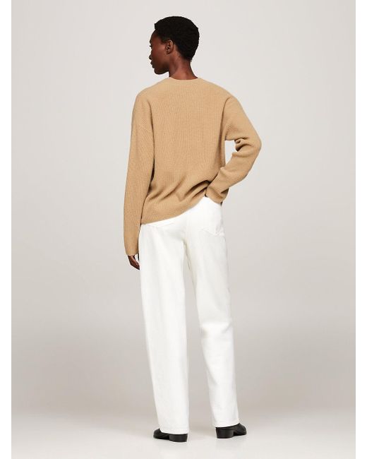 Tommy Hilfiger Natural V-neck Relaxed Jumper With Cashmere