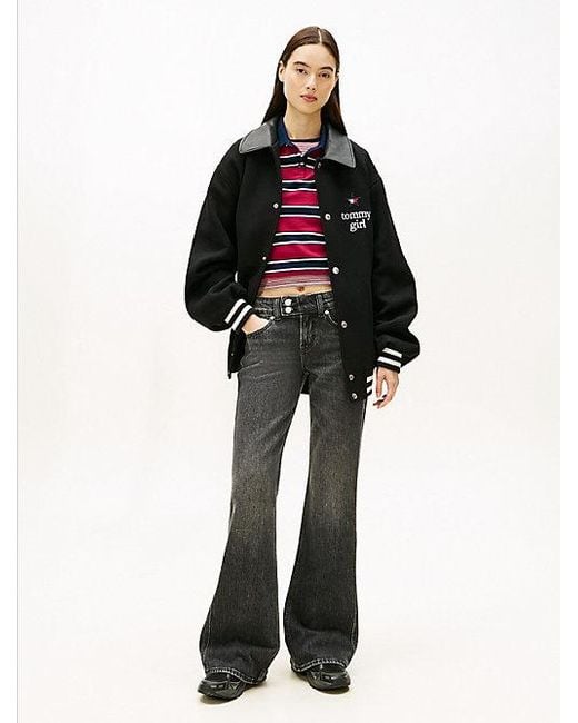 Tommy Hilfiger Low Rise Zwarte Bootcut Jeans Met Fading in het Black