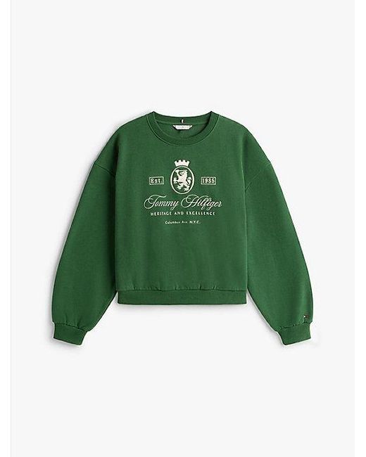 Tommy Hilfiger Relaxed Fit Sweatshirt Met Geborduurd Embleem in het Green