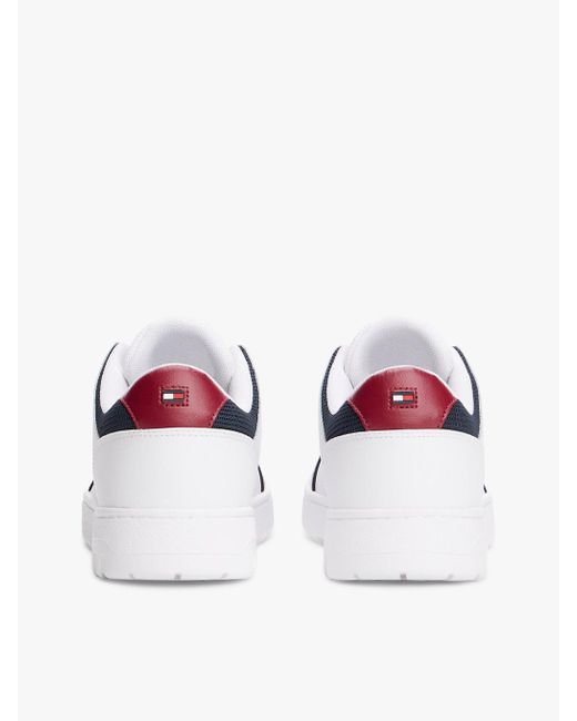 Sneakers Stile Basket Con Mix Di Texture E Pelle di Tommy Hilfiger in White da Uomo