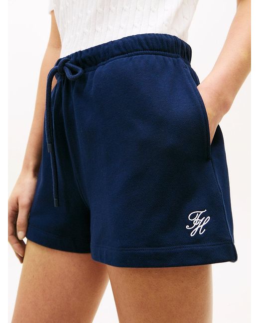 Tommy Hilfiger Blue Logo Embroidery Terry Sweat Shorts