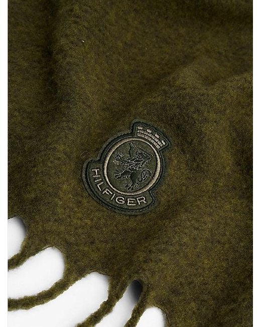 Bufanda En Mezcla De Lana Con Escudo Th Tommy Hilfiger de color Green