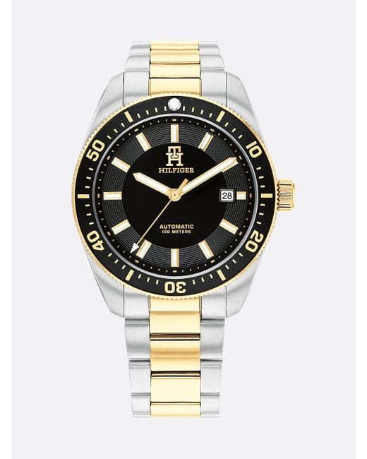 Tommy Hilfiger Metallic Two-tone Gold-plated Th Monogram Watch for men