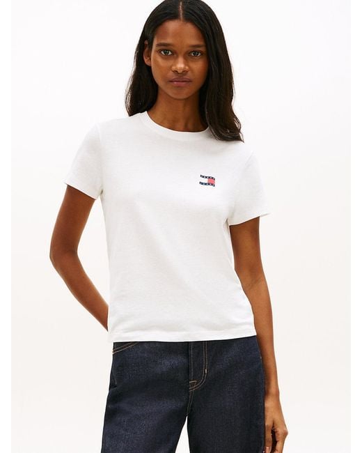 Tommy Hilfiger White Wavy Flag Back Logo Jersey T-Shirt