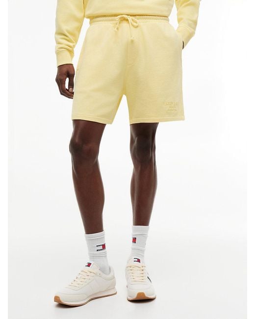 Tommy Hilfiger Yellow Classic Tonal Logo Embroidery Sweat Shorts for men