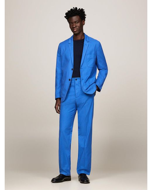 Tommy Hilfiger Blue Garment Dyed Regular Fit Trousers for men