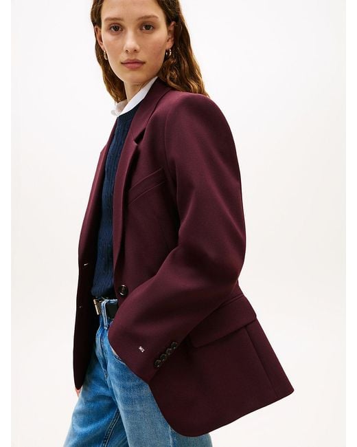 Tommy Hilfiger Purple Relaxed Fit Wool Blend Blazer