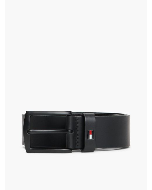 Tommy Hilfiger Black Denton Matte Leather Belt for men