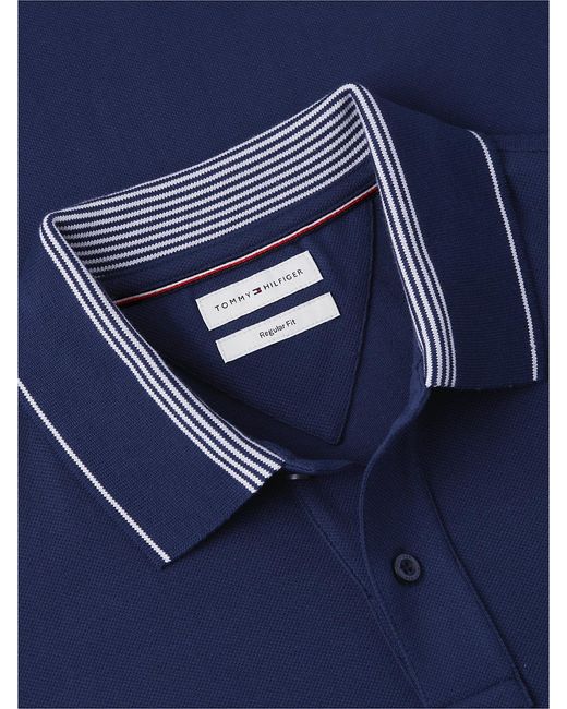 Tommy Hilfiger Blue Heritage Regular Fit Stripe Trim Polo Shirt for men