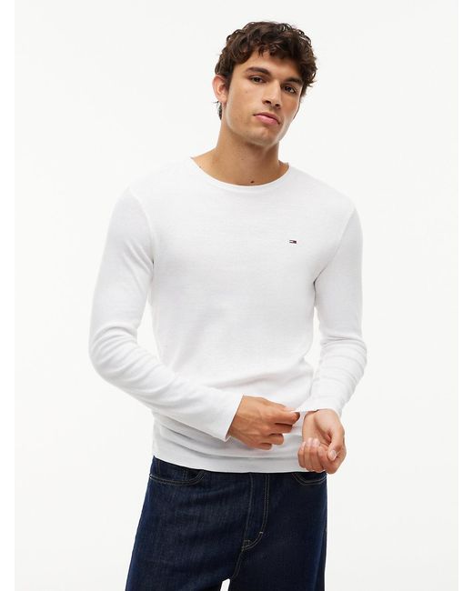 Tommy Hilfiger White Toy Jean Origina Ribbed Organic Cotton Ong Eeve T-hirt for men