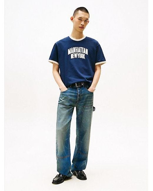 Camiseta Amplia Con Logo Universitario Tommy Hilfiger de hombre de color Blue