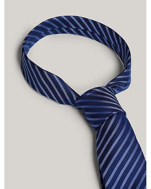 Corbata de seda tejida a rayas Tommy Hilfiger de hombre de color Blue