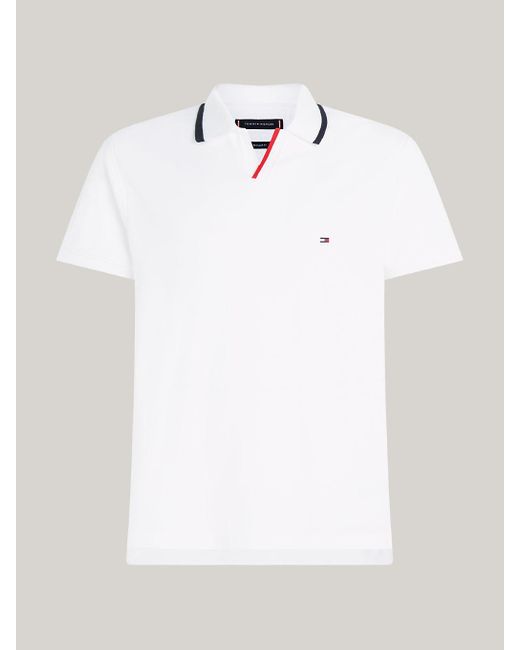 Tommy Hilfiger White Tipped Collar Regular Fit Polo for men