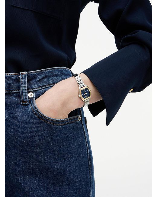 Tommy Hilfiger Blue Square Dial Stainless Steel Chain-Link Watch