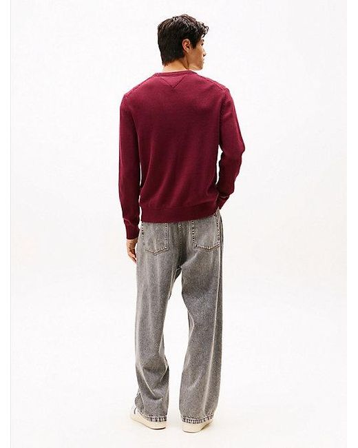 Tommy Hilfiger Slim Fit Pullover Mit Rundhalsausschnitt in Red für Herren