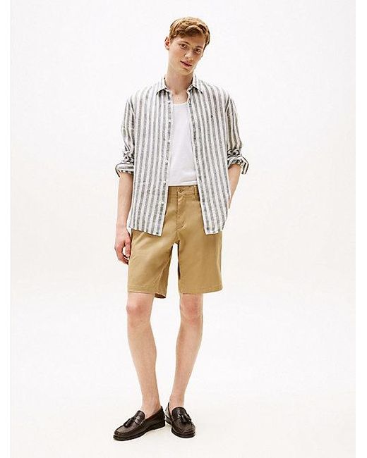 Tommy Hilfiger Regular Fit Linnen Overhemd Met Strepen in het White voor heren