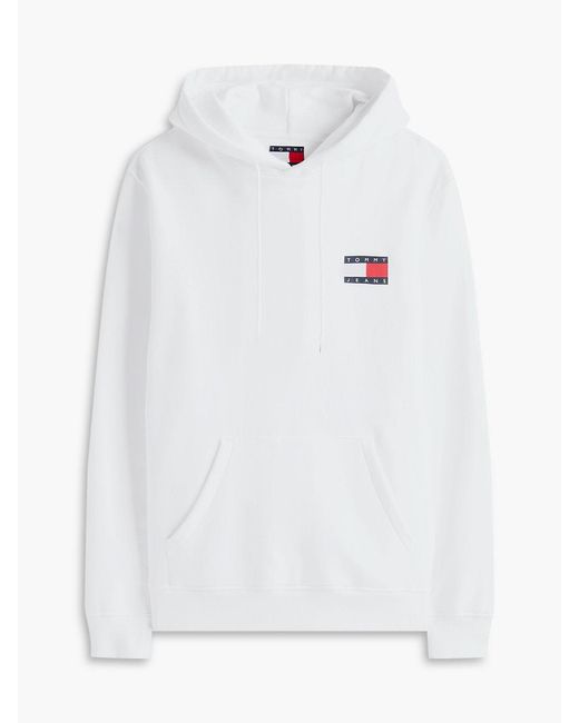 Tommy Hilfiger White Tommy Badge Terry Fleece Hoody for men