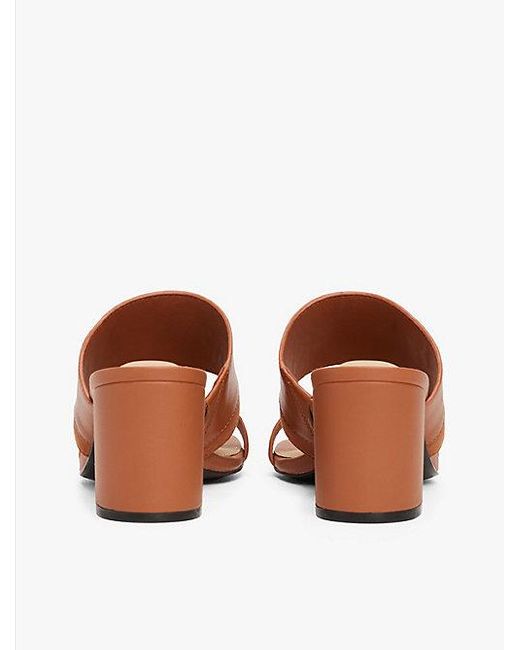 Tommy Hilfiger Pink Leder-Pantolette Mit Blockabsatz