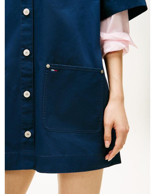 Tommy Hilfiger Blue Patch Pocket Mini Loose Shirt Dress