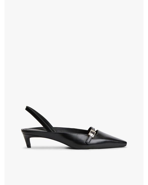 Tommy Hilfiger White Leather Kitten Heel Slingbacks