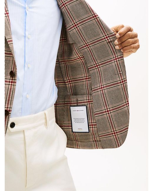 Tommy Hilfiger Natural Regular Fit Check Single Breasted Blazer for men