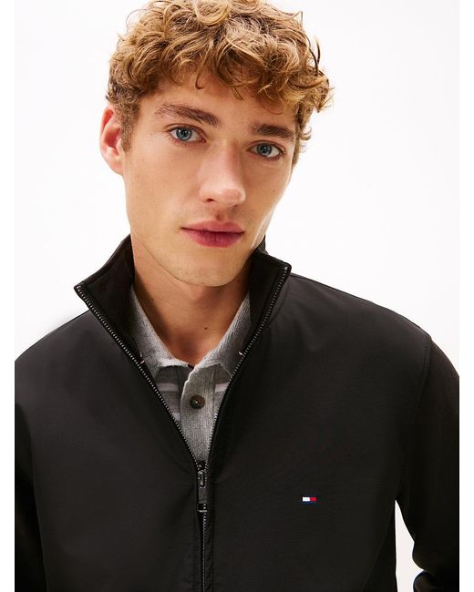Tommy Hilfiger Black Intechno Knit Flag Embroidery Zip-Thru Jumper for men