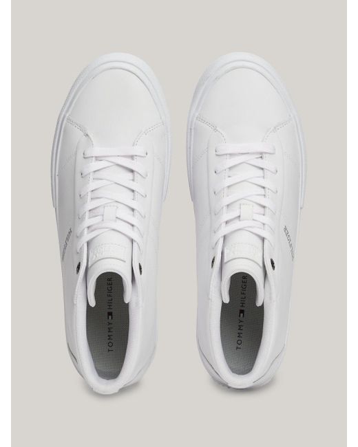 Tommy Hilfiger White Leather Lace-up High-top Trainers for men