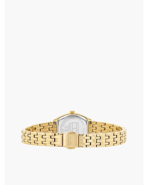Tommy Hilfiger Metallic Square Dial-Plated Chain-Link Watch