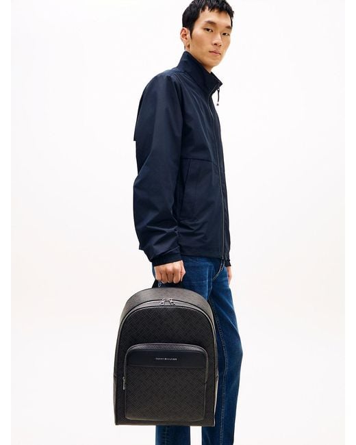 Tommy Hilfiger Black Hilfiger Flag Mixed Texture Dome Backpack for men
