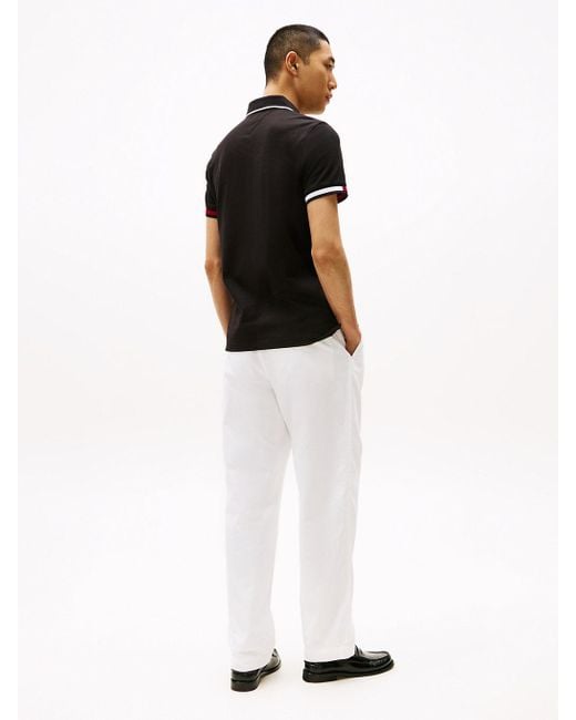 Polo Slim Fit Con Dettagli Iconici di Tommy Hilfiger in Black da Uomo