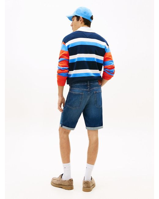 Tommy Hilfiger Blue Ronnie Faded Slim Denim Shorts for men