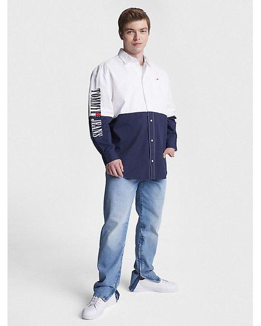 Tommy Hilfiger Adaptive Archive Relaxed Colour-blocked Overhemd in het White voor heren