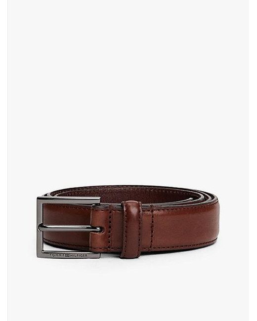 Tommy Hilfiger Leren Riem Met Vierkante Gesp in het Brown voor heren